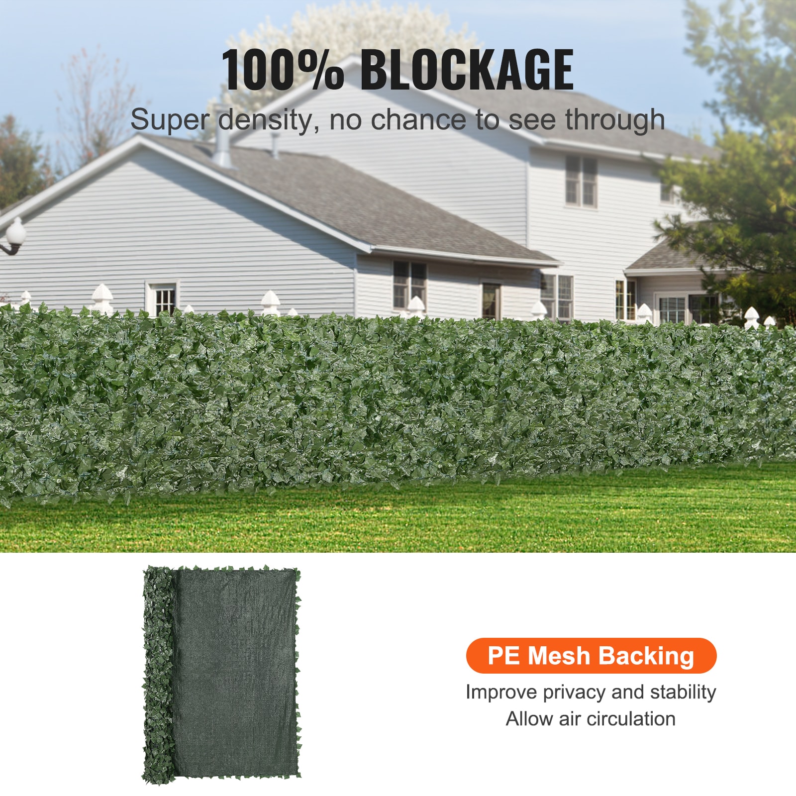 Ivy Privacy Fence, 96 X 72 In Artificial Green Wall Screen, Greenery Ivy Fence With Mesh Cloth Backing And Strengthened Joint, Hedges Vine Leaf Decoration For Outdoor Garden, Yard, Balcony_maomaolike.com